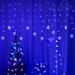Rosnek 96LEDs Big Snowflake Curtain Lights Icicle Window Hanging Lights Curtain String Lights 8 Modes Flashing Xmas Fairy Lights for Home Window Party Xmas Tree Decor 1/2/3/4/6/10Pcs