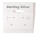 N icePackaging - 100 Qty Sterling Silver Imprinted in Black Print White 1 1/2 x 1 1/2 Hanging Earring Cards - for Displays Hooks or Slatwalls - Merchandise & Sales - Clip/Wire/Post Earrings