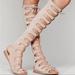 Free People Shoes | Jeffrey Campbell X Free People Rae Gladiator Knee High Lace Up Boho Sandal | Color: Cream/Tan | Size: 7.5