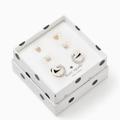 Kate Spade Jewelry | New Kate Spade Yours Truly Three Pair Earring Boxed Set Pearl Cz Heart Huggie | Color: Gold/White | Size: Os