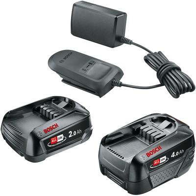 BOSCH HOME & GARDEN Akku Starter-Set Akkumulatoren bestehend aus 2 Akkus und 1 Ladegerät Gr. 18 V 4 mAh, schwarz