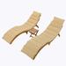 Orren Ellis Outdoor Long Double Chaise w/ Table & Cushions Wood in Brown/White | 26.4 H x 74.8 W x 21.3 D in | Wayfair