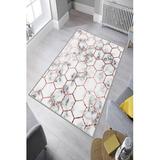 Gray/Pink 71 x 0.31 in Area Rug - East Urban Home Tracie Geometric Machine Made Flatweave Polyester Area Rug in Polyester | 71 W x 0.31 D in | Wayfair