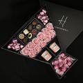 Lindt Lindor & Yankee Scented Votive Candle Signature Chocolate Hamper With Pink Roses in a Luxury Presentation Box