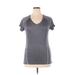 Reebok Active T-Shirt: Gray Color Block Activewear - Women's Size Large