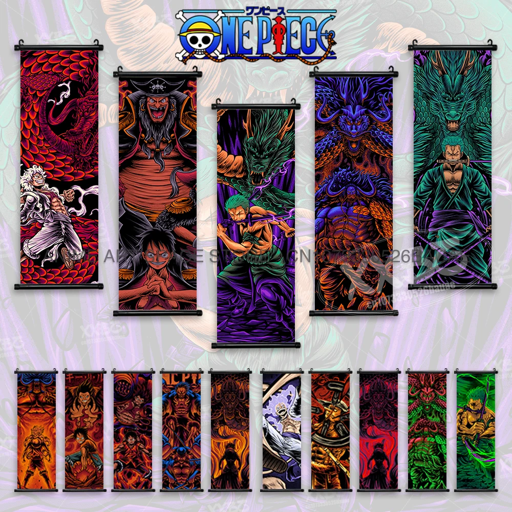 Peinture suspendue une pièce, affiche de dessin animé Zoro, rouleaux sur toile, image Luffy Gear 5, décoration de la maison, cinéma Kaidou, Art mural