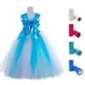 Bobine de Tulle 25 mètres Organza blanc bleu tissu Tutu décoration de fête prénatale pour fille