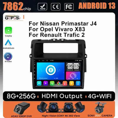 Android Autoradio Lecteur Multimédia pour Nissan Primastar J4 Pour Opel Vivaro X83 Pour Renault