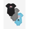 Nike Baby Boys 3 Pack Bodysuit Set In Blue Size 6 Mths