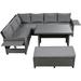 5-Piece Patio Rattan Sofa Set, PE Wicker Furniture Set with Table