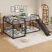 Full and Twin Size Bunk Bed with Slide and Short Ladder