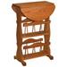 Oak Double Magazine Rack Drop Leaf End Table