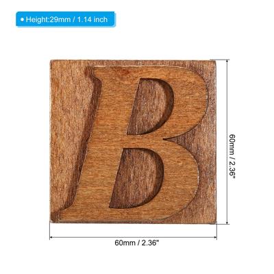 Letter Stamps Wood Rubber Stamp Character A-Z Vintage Alphabet Stamps - Brown