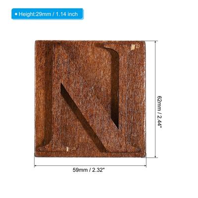 Letter Stamps Wood Rubber Stamp Character A-Z Vintage Alphabet Stamps - Brown