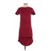 BP. Casual Dress - Shift Crew Neck Short sleeves: Red Print Dresses - Women's Size Small