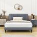 Everly Quinn Cordarian Velvet Fabric Platform Bed w/ Headboard Wood & /Upholstered/Velvet in Gray | 43 H x 65 W x 85 D in | Wayfair