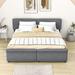 Latitude Run® Juergen Storage Platform Bed Wood & /Upholstered/Linen in Gray | 40 H x 82 W x 88 D in | Wayfair BE410CE0A70B4AF0A97FE7F954C00832