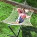 Arlmont & Co. Ayleen Double Speader Bar Hammock w/ Stand Cotton in Brown/Gray | 42 H x 51 W x 132 D in | Wayfair 3E71C93D8FAF4803BA49A3B1118C690B