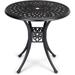 Juiluna 30.25 Round Cast Aluminum Dining Table Patio Bistro Table Bistro Table with Umbrella Hole Outdoor Side Table for Porch Backyard Garden Balcony Black