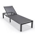 LeisureMod Marlin Patio Chaise Lounge Chair Poolside Outdoor Chaise Lounge Chairs for Patio Lawn and Garden Modern Black Aluminum Suntan Chair with Sling Chaise Lounge Chair (Black)