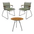 Houe CLICK Dining Chair (Olive Green) Bamboo Armrests with Circum Cafe Table in Bamboo Set of 3