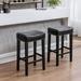 Topcobe Set of 2 Bar Stools 29 Backless Tufted PU Counter Stools Black