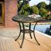 DWVO 30 inch Patio Dining Table Cast Aluminum Outdoor Round Table with Umbrella Hole for Patio Backyard Deck Black Hammered Bronze