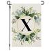 Spring Monogram Letter X Garden Flag Floral Wreath Briarwood Lane 11.8 x17.7 Double Sided Yard Flag for Outside Hanging Plants Artificial Camper Initial Decor Small Burlap Spring Summer Floral Flag