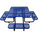 Square Steel Commercial Metal Picnic Table 46 for Outdoor with Umbrella Hole Blue