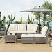 Perfect Outdoor Patio Furniture Set 6 Pieces Outdoor Sectional Wicker Sofa PE Rattan Conversation Sets Steel Frame Patio Dining Leisure Sofa Set with Beige Cusion