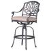 25 Inch Arbor Outdoor Gunmetal Gray Metal Swivel Bar Stool Set of 2 Brown- Saltoro Sherpi