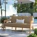 Modway Brisbane Teak Wood Outdoor Patio Loveseat in Natural Light Brown