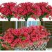 12 Bundles Artificial Flowers Outdoor UV Resistant Fake Flowers No Fade Faux Plastic Greenery Plants for Hanging Planter Garden Porch Window Box Patio Home Decoration (Rose Red)