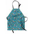 Food Apron Delicious Doodle of Donuts Hot Dog Soda Cup Hamburger Fries and Pizza Slices Unisex Kitchen Bib with Adjustable Neck for Cooking Gardening Adult Size Sea Blue Multicolor by Ambesonne