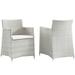 Modern Urban Contemporary Armchair Outdoor Patio Wicker Set of 2 Gray White Plastic