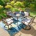 MF Studio 5-Piece Outdoor Patio Dining Set with 1 Metal Steel Round Table & 4 Swivel Chairs with Cushion Black & Beige