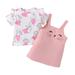 KIMI BEAR Infant Girls Outfits 18 Months Infant Girls Spring Summer Outfits 24 Months Infant Girls Casual Bunny Prints Cozy Short Sleeve Top+Dress 2PC Sets