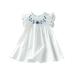 Pimfylm Girls Dresses Baby Girls Casual Dresses Toddler Floral Dress Print Sundress Princess Dress 2023 White 130