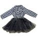 YDOJG Girls Fashion Dresses Baby Girl Dresses White And Black Plaid Tutu Skirt Party Princess Black Formal Long Sleeved Outfit Clothes For 18-24 Months