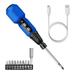 ORIA Eletric Screwdriver kit with Pivoting Handle LED Light 9 in 1 Rechargeable Cordless Power Repair Tool Kits Set Blue