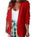 iOPQO cardigan for women Women Classic Blazer Jackets Business Casual Boyfriend Fashion Plus Size Lightweight Work Blazer Jacket Women s Blazers Red XL