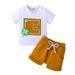 ASEIDFNSA Boys Summer Outfit Toddler Boy Dress Set 2Pcs Toddler Baby Boy Summer Clothes Set Letter Print Short Sleeve T Shirt Solid Drawstring Shorts Pants Outfit