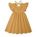 Pimfylm Going Out Dresses For Toddler Toddler Linen Dress Baby Girls Ruffle Halter Sleeveless Casual Party Dresses 2023 Yellow 4-5 Years