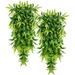 2PCS Artificial Hanging Plants Fake Bamboo Leaves Plants Faux Hanging Plants for Patio Porch Outdoor Plants Decor