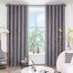 QINUO HOME Grey Curtains 66 x 54 - Eyelet Top Faux Linen Grey Curtains for Bedroom/Living Room, Luxury Thermal Window Treatment Panels for Bedroom, Width 66 x Drop 54 Inch, Set of 2, Grey