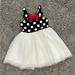 Disney Dresses | Disney Minnie Mouse Dress With Tulle Skirt, Size 5 | Color: Tan/White | Size: 5g