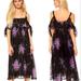 Free People Dresses | Free People Black And Purple Floral Tied To You Casual Maxi Dress Woman’s Size M | Color: Black/Purple | Size: M