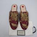 Gucci Shoes | Gucci Princetown Brocade Horsebit Red Gold Slipper Mules | Color: Gold/Red | Size: 8