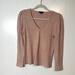 J. Crew Sweaters | Jcrew Puff-Sleeve V-Neck Top Soft Rib Pink Heather Ribbed Long Sleeve Shirt | Color: Pink | Size: M