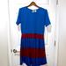 Lularoe Dresses | Lularoe Amelia Dress 3xl (Like Xl) Dark Teal Blue And Burgundy. New With Tags. | Color: Blue/Red | Size: 16